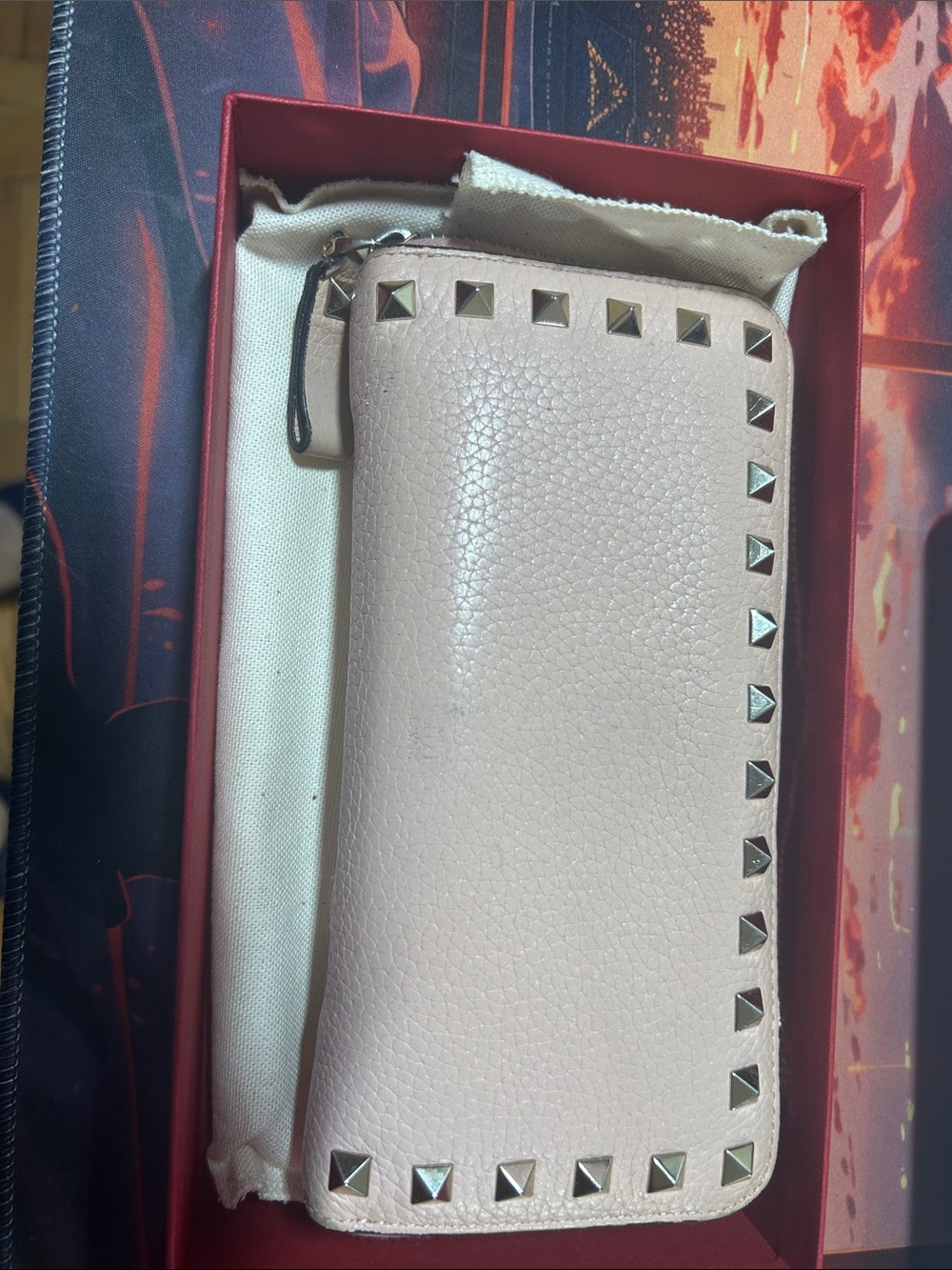 Valentino Garavani Red Box with Cream Canvas Pouch
